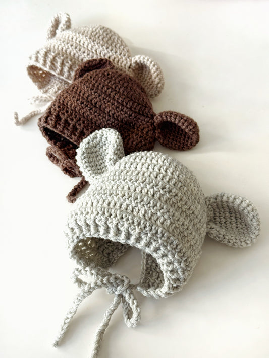 Merino Wool Baby Bear Hat