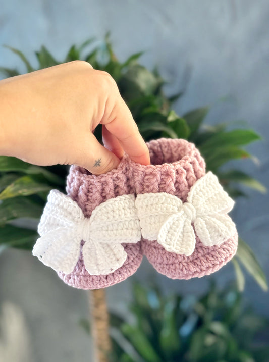 Merino Wool Baby Ribbon Booties