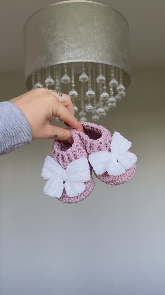Merino Wool Baby Ribbon Booties