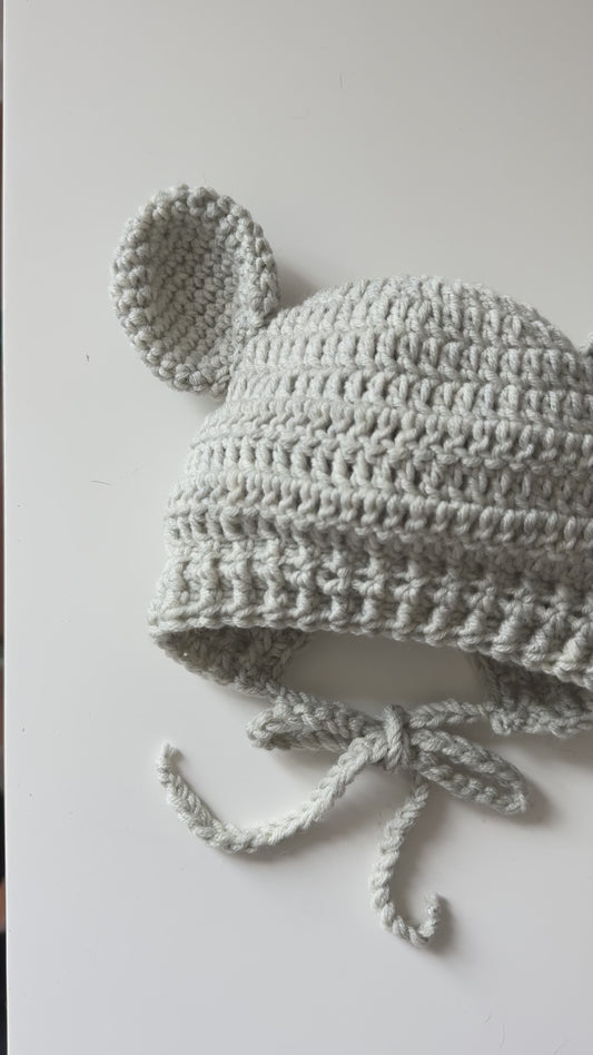 Merino Wool Baby Bear Hat