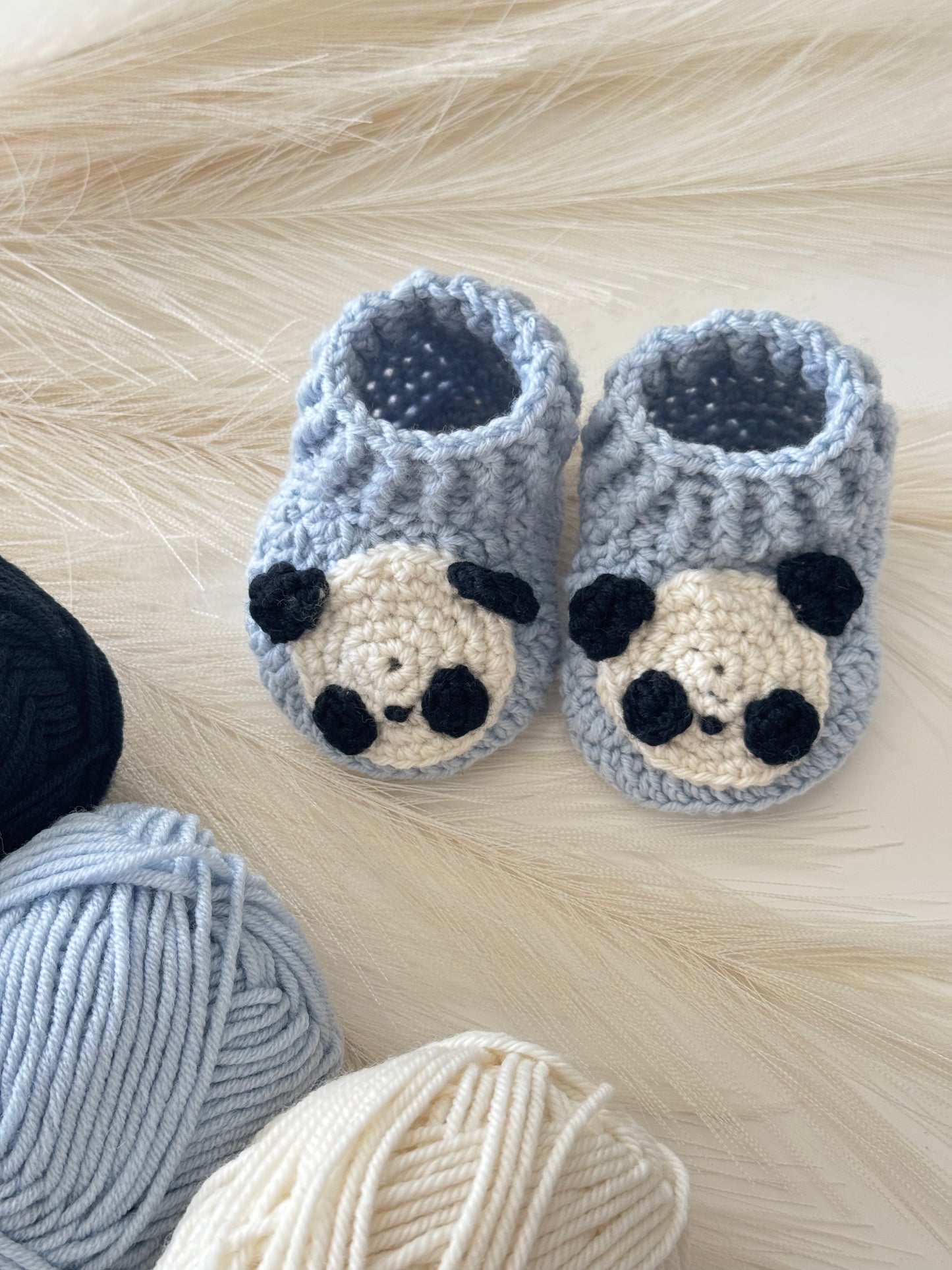 Merino Wool Baby Panda Booties