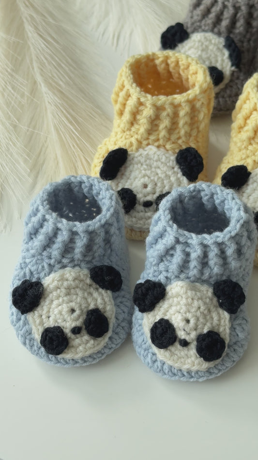 Merino Wool Baby Panda Booties
